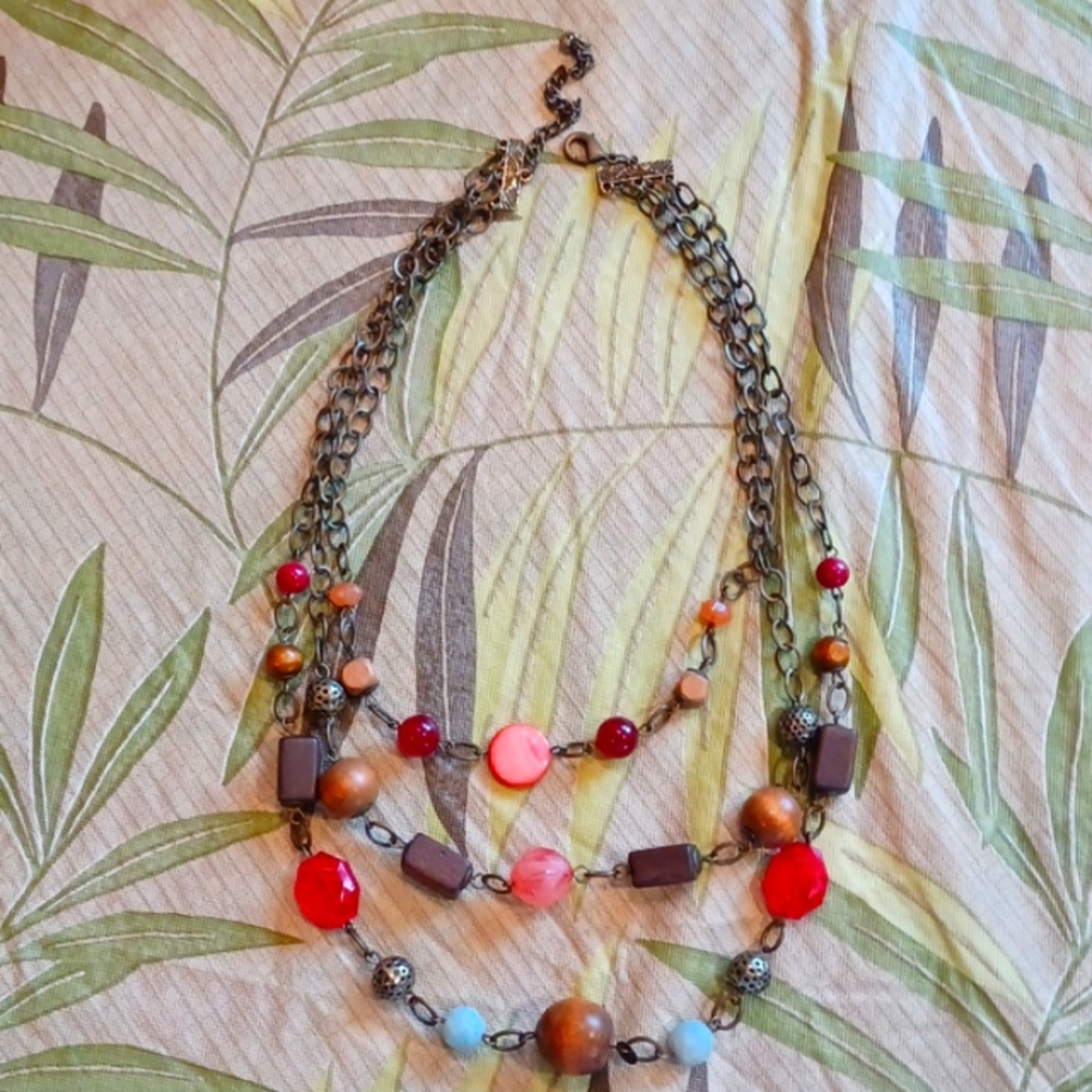 3 Strand Beaded Necklace